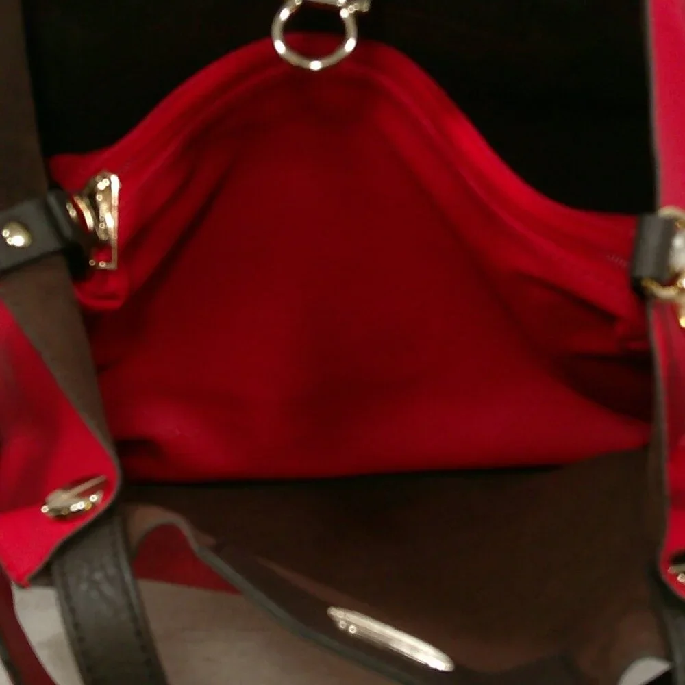 Francinel Paris Cherry Red & Brown Leather Satchel Purse | Pocketbook New w/tags - Picture 14 of 15